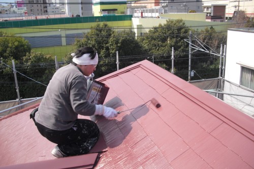 屋根上塗り写真